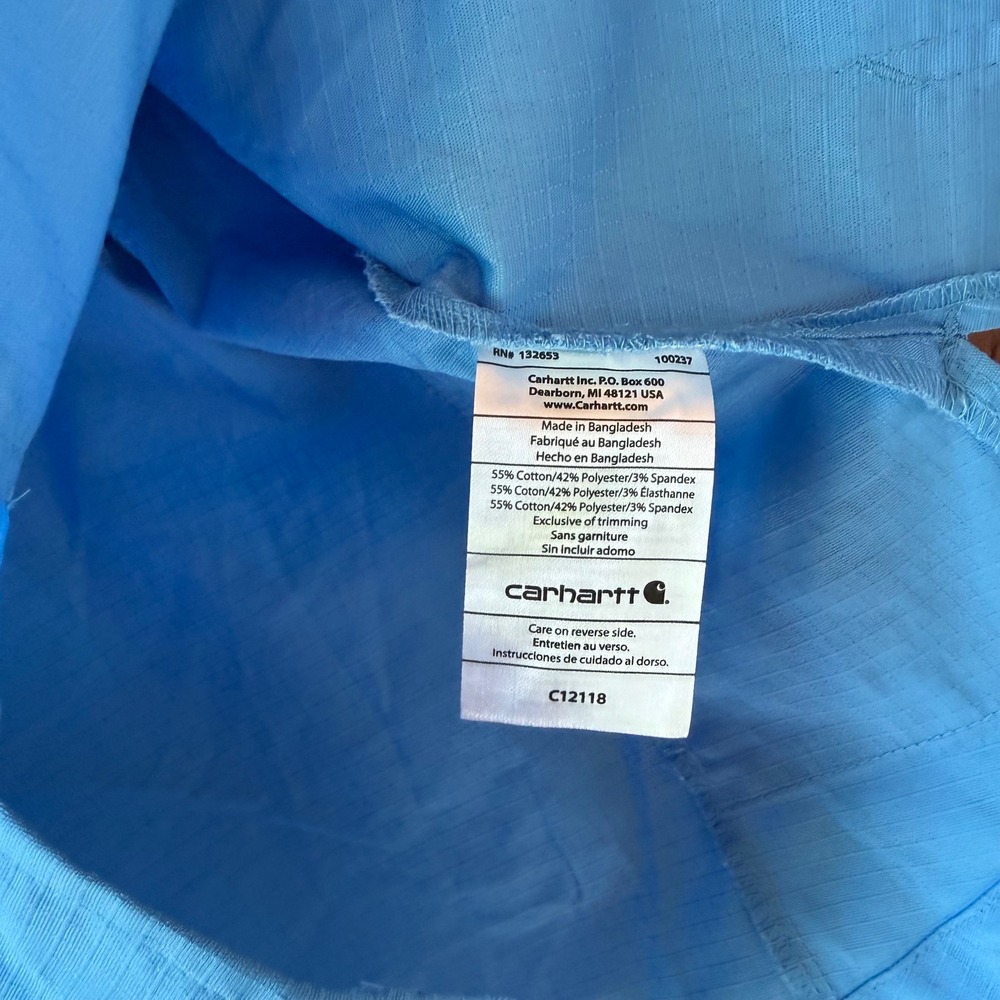 Carhartt Scrub Top Womens S Light Blue Rugged Flex V-Neck Ripstop Pockets C12118 - Picture 4 of 6